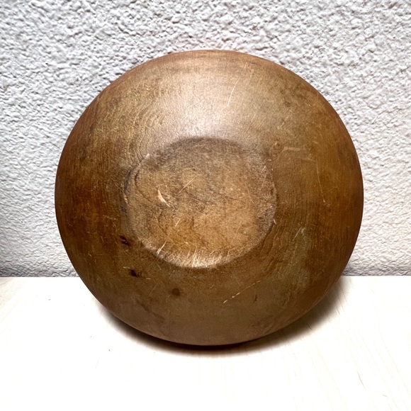 Oval Wooden Bowl- orange and brown hues. Rustic Vintage EUC - Picture 2 of 5